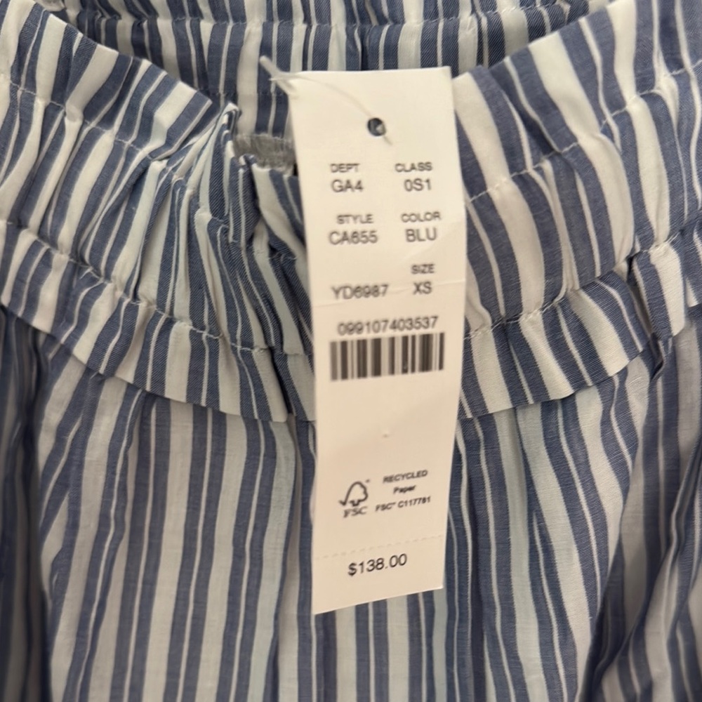 J. Crew Blue Oversized Smocked Sundress Square Neck Midi,half lined, side slits. - Picture 2 of 9
